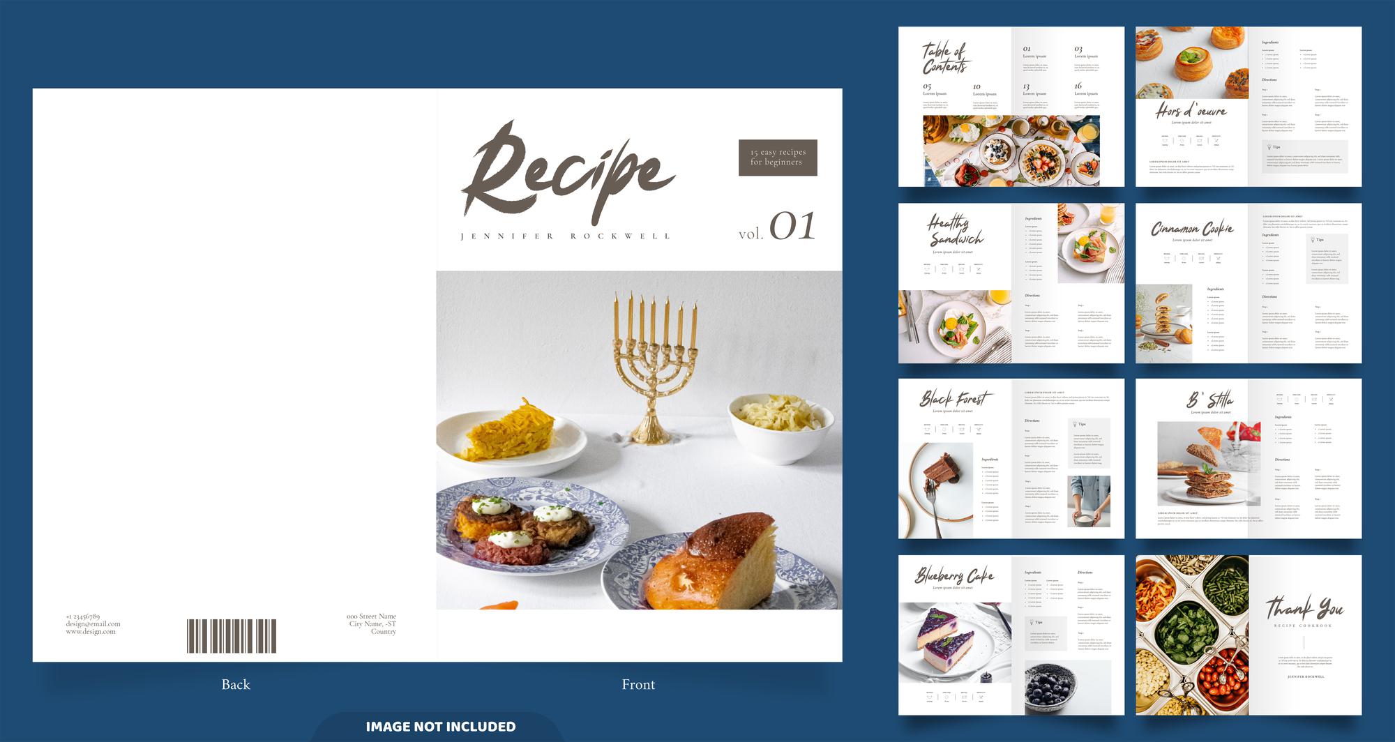 Catalog of plated dishes and printed recipes